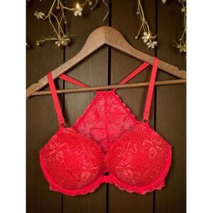 Victoria's Secret Push Up Bra 34DD Lace Racerback Front Closure Underwire